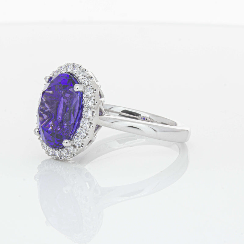 18ct White Gold 6.15ct Tanzanite & Diamond Fleur Ring-Ring-Walker & Hall