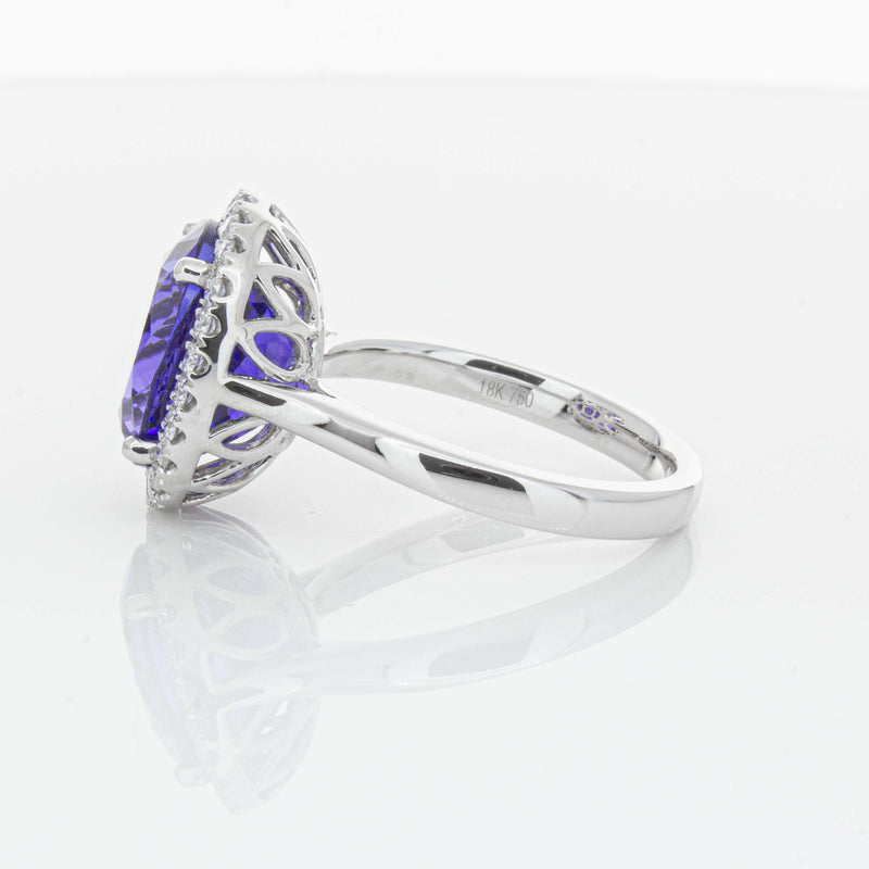 18ct White Gold 6.15ct Tanzanite & Diamond Fleur Ring-Ring-Walker & Hall
