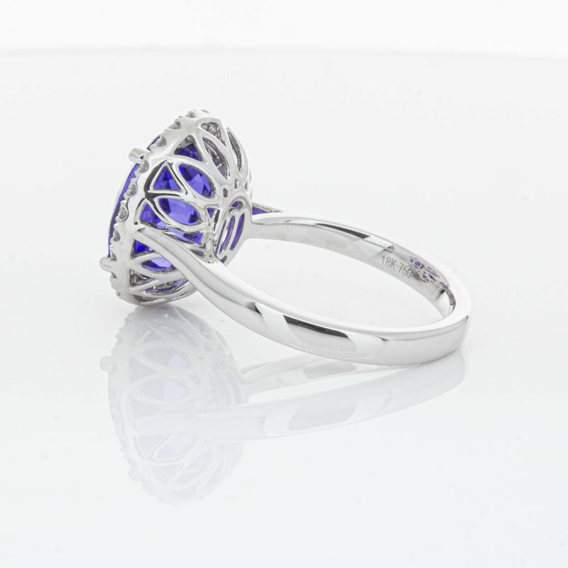 18ct White Gold 6.15ct Tanzanite & Diamond Fleur Ring-Ring-Walker & Hall