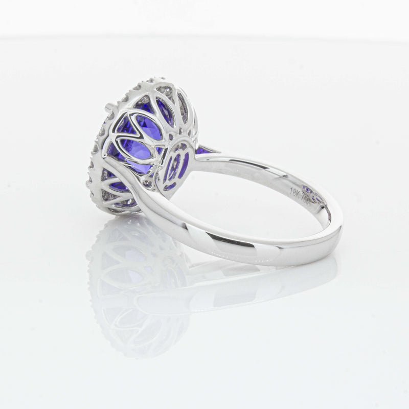 18ct White Gold 6.15ct Tanzanite & Diamond Fleur Ring-Ring-Walker & Hall