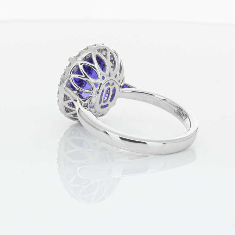 18ct White Gold 6.15ct Tanzanite & Diamond Fleur Ring-Ring-Walker & Hall