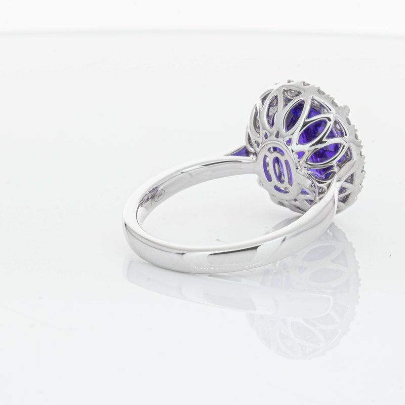 18ct White Gold 6.15ct Tanzanite & Diamond Fleur Ring-Ring-Walker & Hall