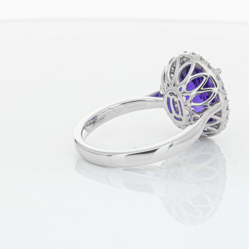 18ct White Gold 6.15ct Tanzanite & Diamond Fleur Ring-Ring-Walker & Hall