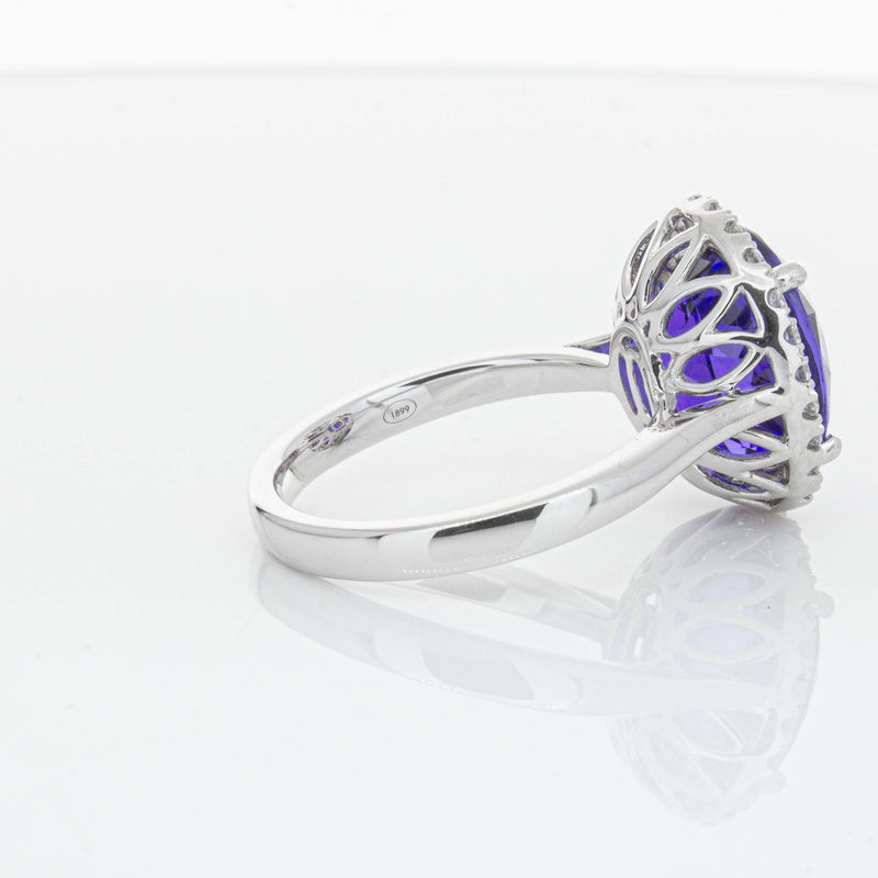 18ct White Gold 6.15ct Tanzanite & Diamond Fleur Ring-Ring-Walker & Hall