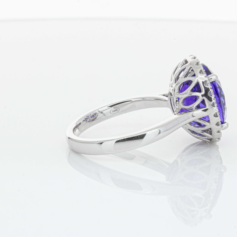18ct White Gold 6.15ct Tanzanite & Diamond Fleur Ring-Ring-Walker & Hall