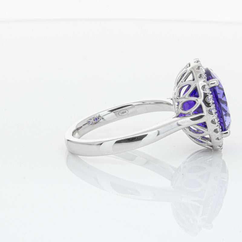 18ct White Gold 6.15ct Tanzanite & Diamond Fleur Ring-Ring-Walker & Hall