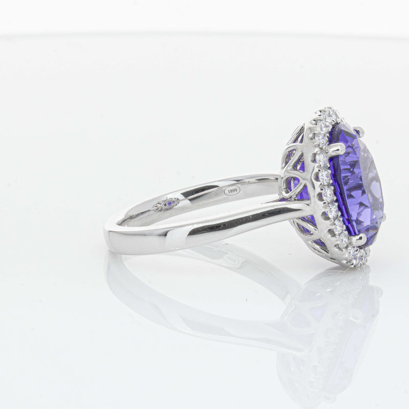 18ct White Gold 6.15ct Tanzanite & Diamond Fleur Ring-Ring-Walker & Hall