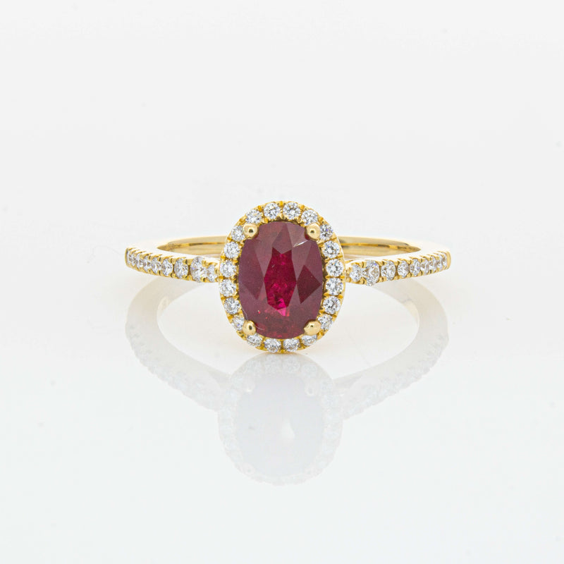 18ct Yellow Gold 1.03ct Ruby & Diamond Mini Sierra Ring-Ring-Walker & Hall