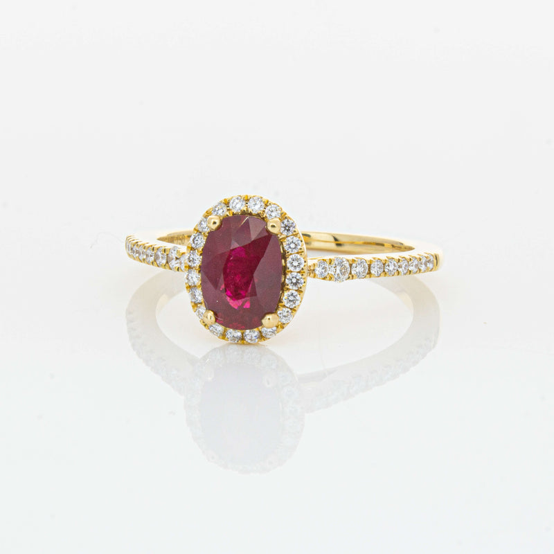 18ct Yellow Gold 1.03ct Ruby & Diamond Mini Sierra Ring-Ring-Walker & Hall