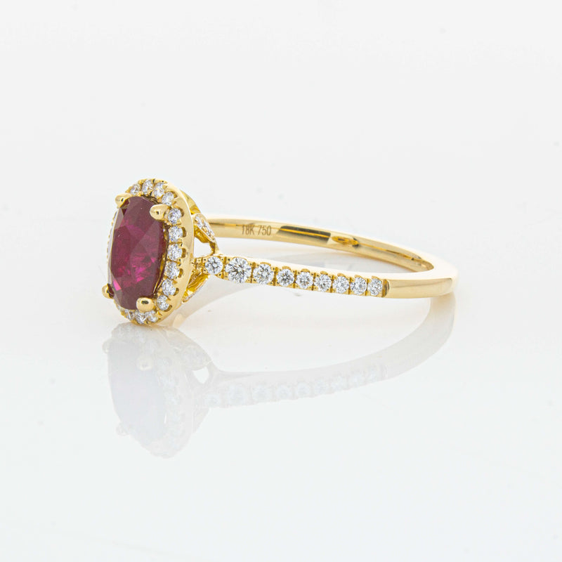18ct Yellow Gold 1.03ct Ruby & Diamond Mini Sierra Ring-Ring-Walker & Hall