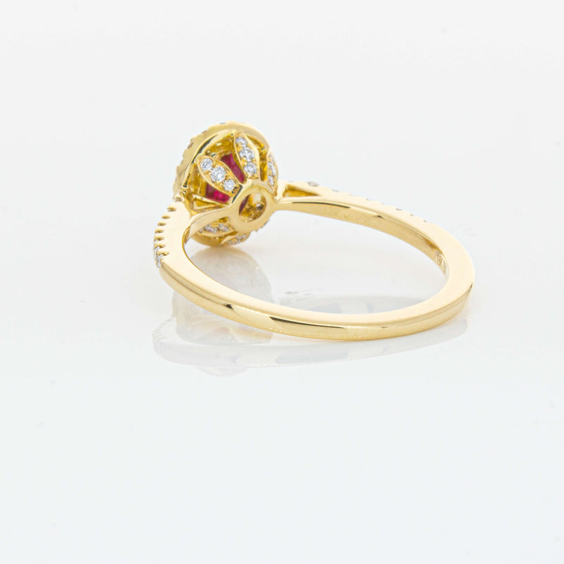 18ct Yellow Gold 1.03ct Ruby & Diamond Mini Sierra Ring-Ring-Walker & Hall