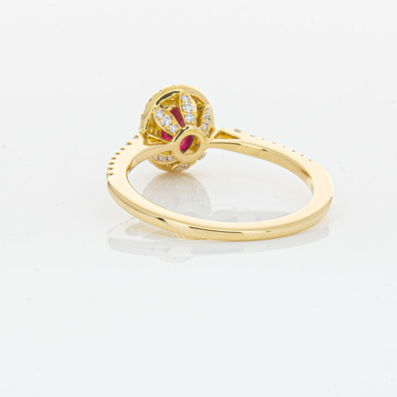 18ct Yellow Gold 1.03ct Ruby & Diamond Mini Sierra Ring-Ring-Walker & Hall