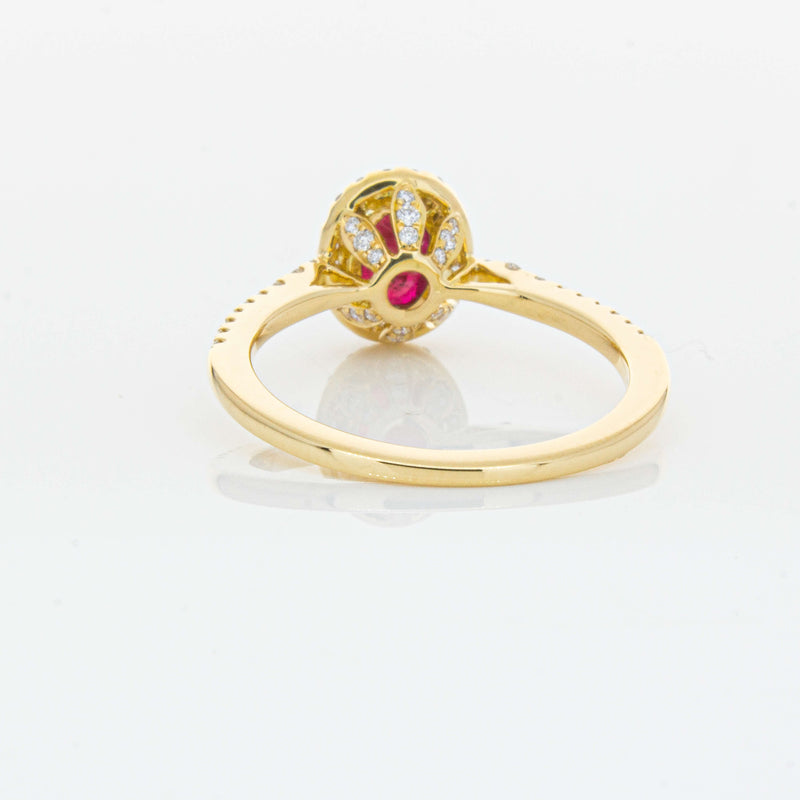 18ct Yellow Gold 1.03ct Ruby & Diamond Mini Sierra Ring-Ring-Walker & Hall