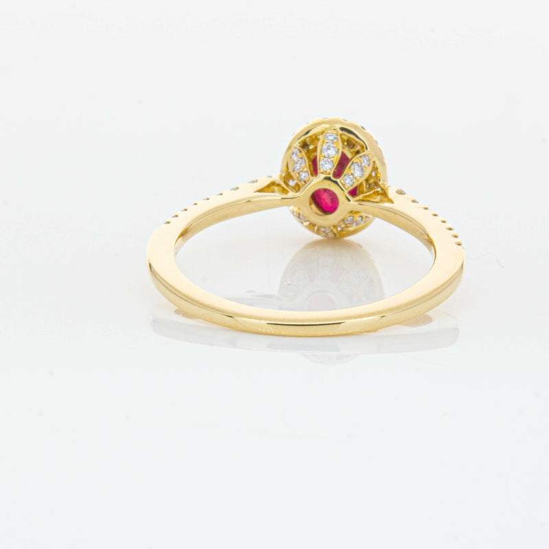 18ct Yellow Gold 1.03ct Ruby & Diamond Mini Sierra Ring-Ring-Walker & Hall