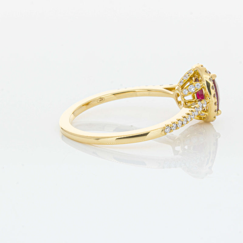 18ct Yellow Gold 1.03ct Ruby & Diamond Mini Sierra Ring-Ring-Walker & Hall