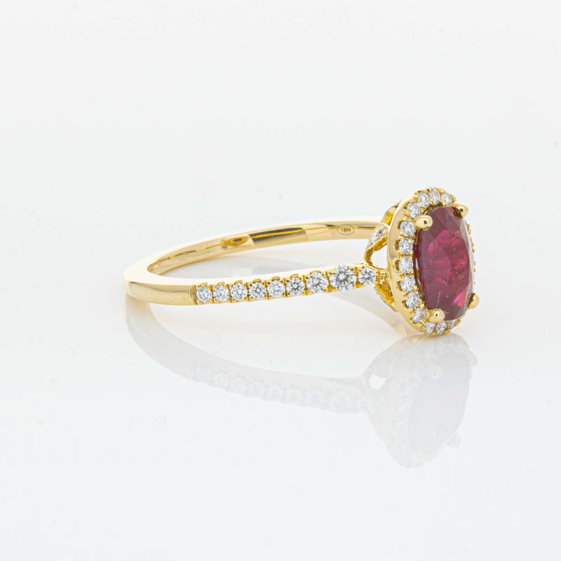 18ct Yellow Gold 1.03ct Ruby & Diamond Mini Sierra Ring-Ring-Walker & Hall
