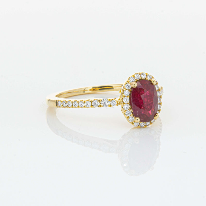 18ct Yellow Gold 1.03ct Ruby & Diamond Mini Sierra Ring-Ring-Walker & Hall