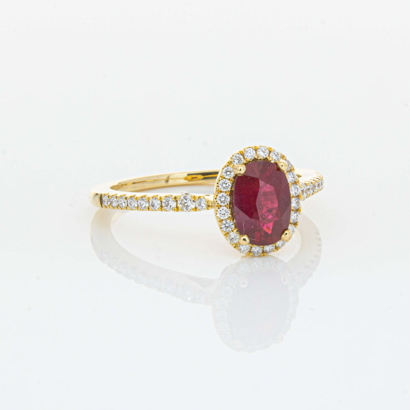 18ct Yellow Gold 1.03ct Ruby & Diamond Mini Sierra Ring-Ring-Walker & Hall