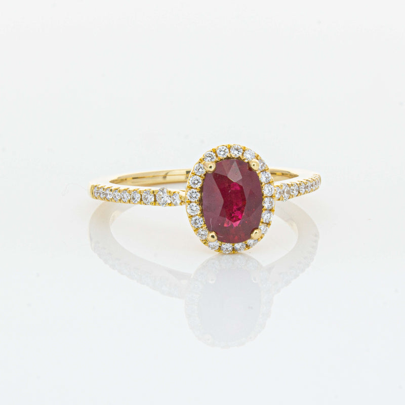 18ct Yellow Gold 1.03ct Ruby & Diamond Mini Sierra Ring-Ring-Walker & Hall