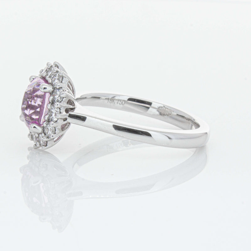 18ct White Gold 2.03ct Pink Sapphire & Diamond Belle Ring-Ring-Walker & Hall