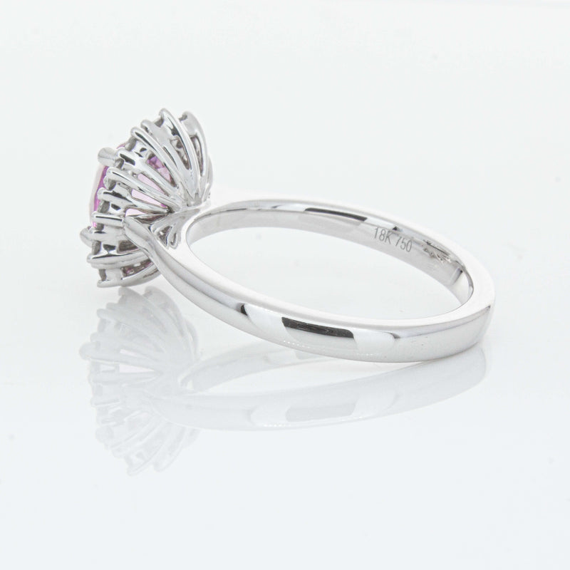 18ct White Gold 2.03ct Pink Sapphire & Diamond Belle Ring-Ring-Walker & Hall