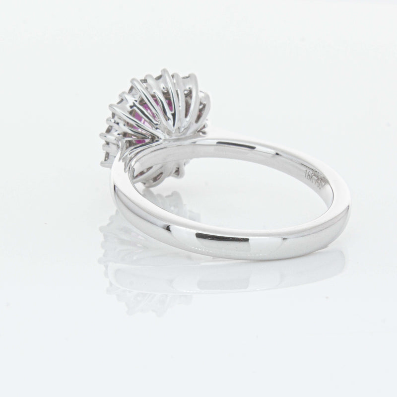 18ct White Gold 2.03ct Pink Sapphire & Diamond Belle Ring-Ring-Walker & Hall