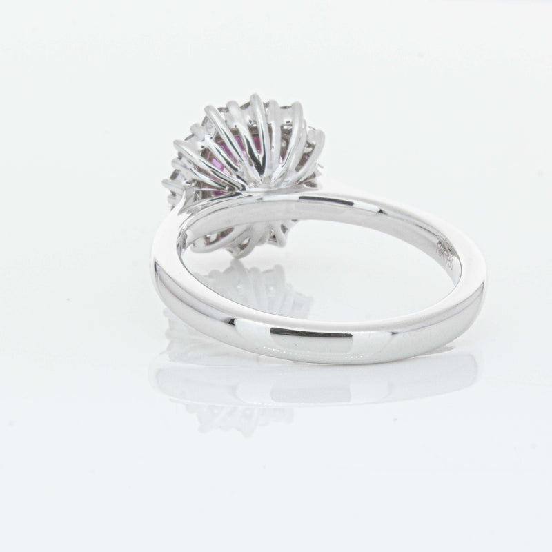18ct White Gold 2.03ct Pink Sapphire & Diamond Belle Ring-Ring-Walker & Hall
