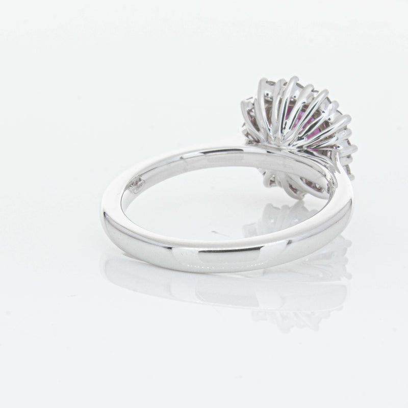 18ct White Gold 2.03ct Pink Sapphire & Diamond Belle Ring-Ring-Walker & Hall