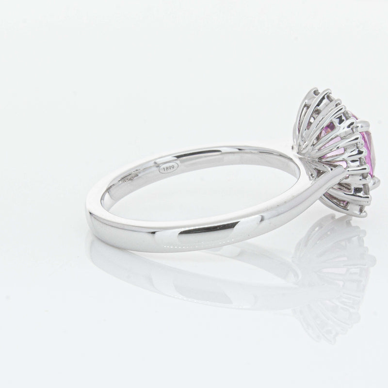 18ct White Gold 2.03ct Pink Sapphire & Diamond Belle Ring-Ring-Walker & Hall