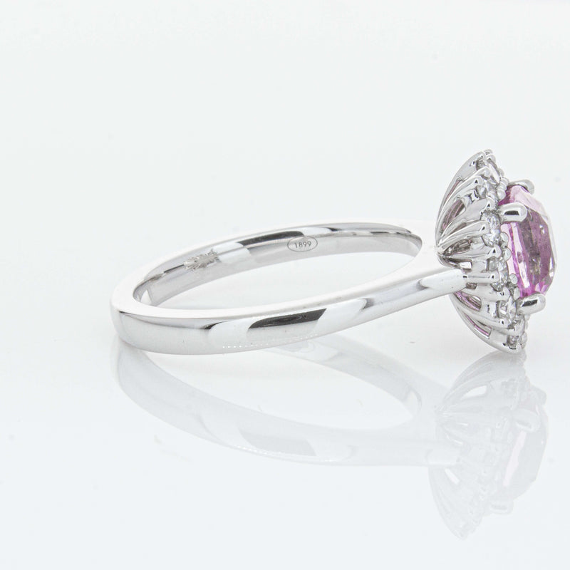 18ct White Gold 2.03ct Pink Sapphire & Diamond Belle Ring-Ring-Walker & Hall