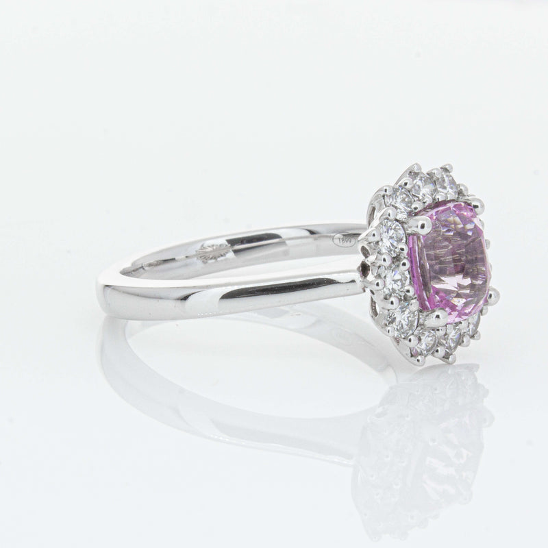 18ct White Gold 2.03ct Pink Sapphire & Diamond Belle Ring-Ring-Walker & Hall