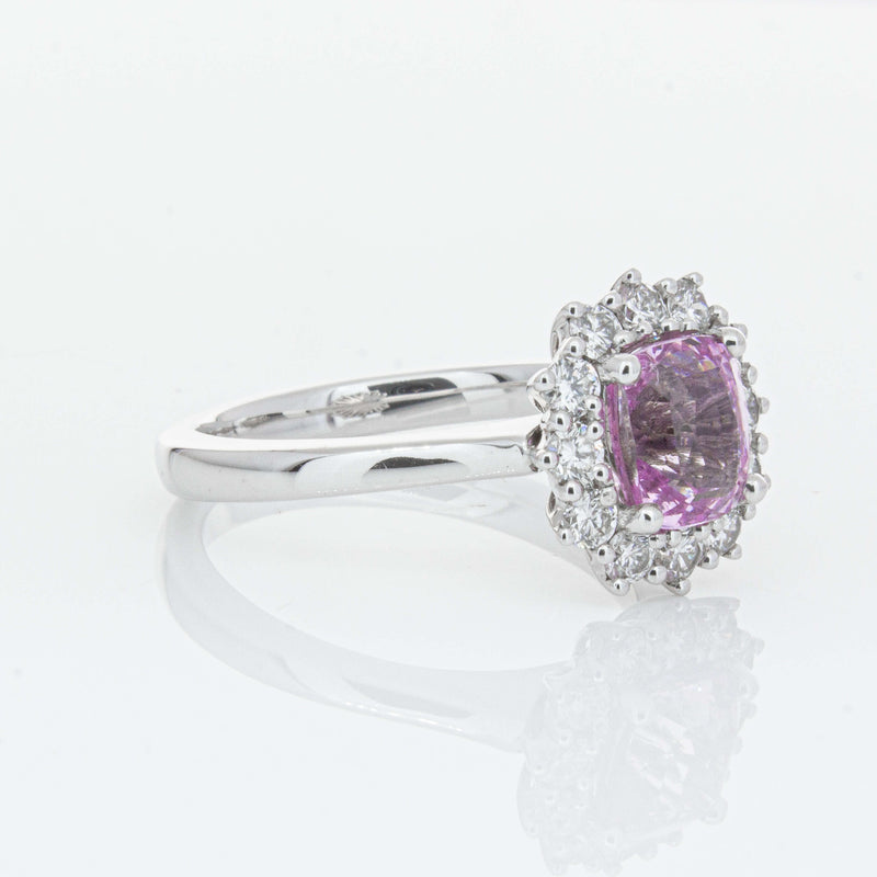 18ct White Gold 2.03ct Pink Sapphire & Diamond Belle Ring-Ring-Walker & Hall