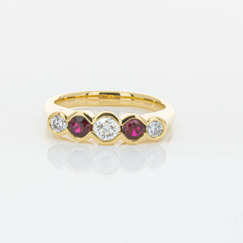 18ct Yellow Gold Ruby & Diamond Five-Stone Natalia Ring-Ring-Walker & Hall