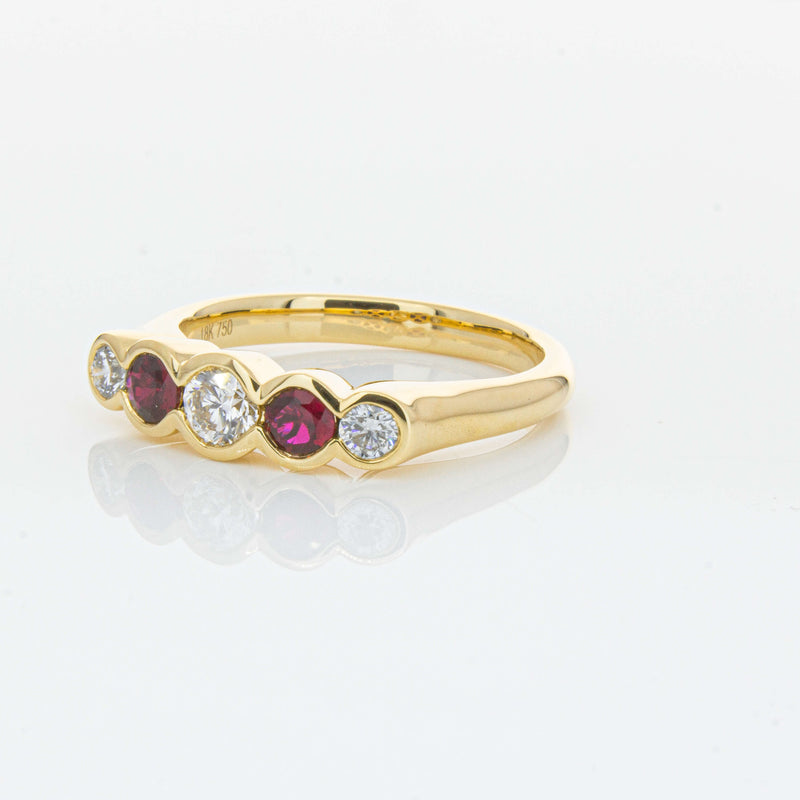 18ct Yellow Gold Ruby & Diamond Five-Stone Natalia Ring-Ring-Walker & Hall