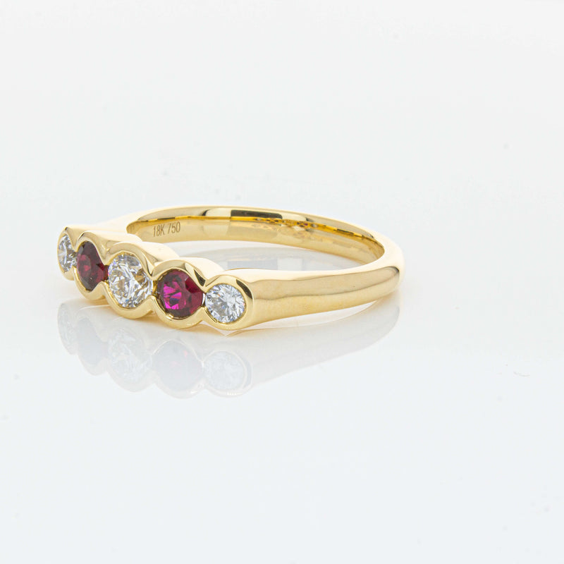 18ct Yellow Gold Ruby & Diamond Five-Stone Natalia Ring-Ring-Walker & Hall