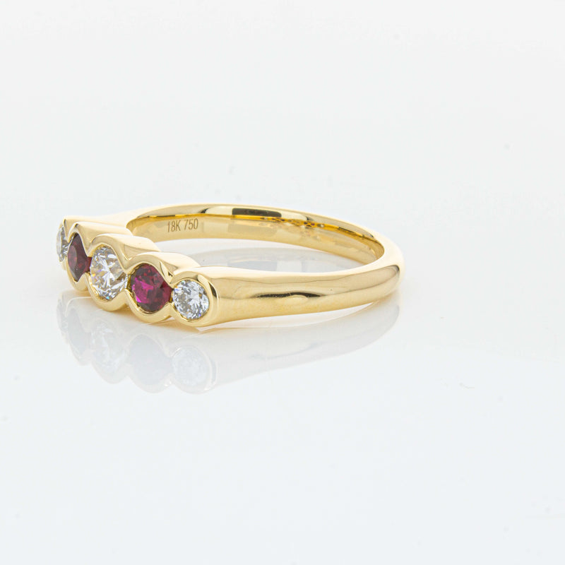 18ct Yellow Gold Ruby & Diamond Five-Stone Natalia Ring-Ring-Walker & Hall