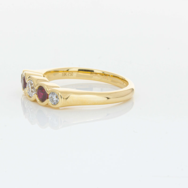 18ct Yellow Gold Ruby & Diamond Five-Stone Natalia Ring-Ring-Walker & Hall