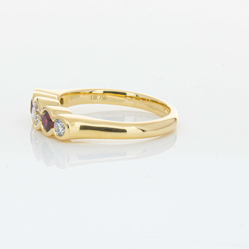 18ct Yellow Gold Ruby & Diamond Five-Stone Natalia Ring-Ring-Walker & Hall