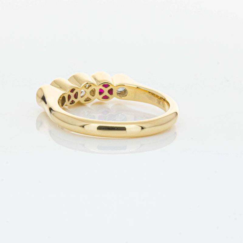 18ct Yellow Gold Ruby & Diamond Five-Stone Natalia Ring-Ring-Walker & Hall