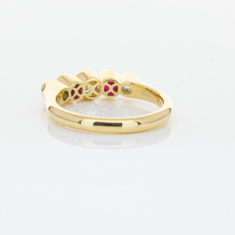 18ct Yellow Gold Ruby & Diamond Five-Stone Natalia Ring-Ring-Walker & Hall