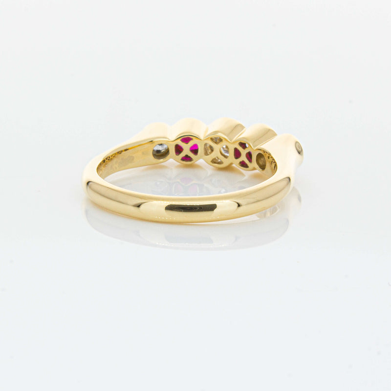 18ct Yellow Gold Ruby & Diamond Five-Stone Natalia Ring-Ring-Walker & Hall