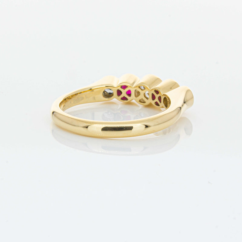 18ct Yellow Gold Ruby & Diamond Five-Stone Natalia Ring-Ring-Walker & Hall