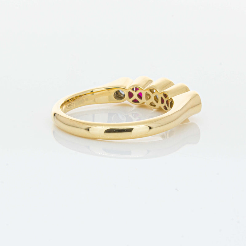 18ct Yellow Gold Ruby & Diamond Five-Stone Natalia Ring-Ring-Walker & Hall