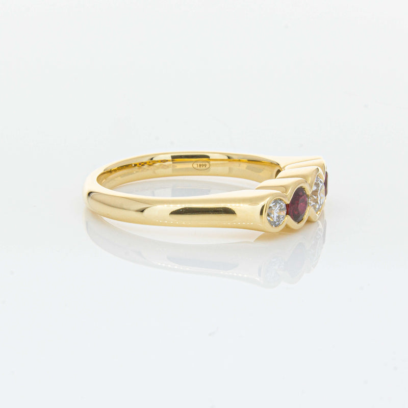 18ct Yellow Gold Ruby & Diamond Five-Stone Natalia Ring-Ring-Walker & Hall