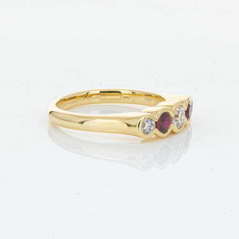 18ct Yellow Gold Ruby & Diamond Five-Stone Natalia Ring-Ring-Walker & Hall