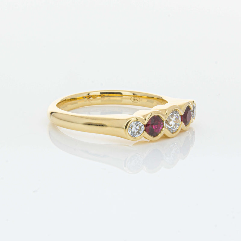 18ct Yellow Gold Ruby & Diamond Five-Stone Natalia Ring-Ring-Walker & Hall