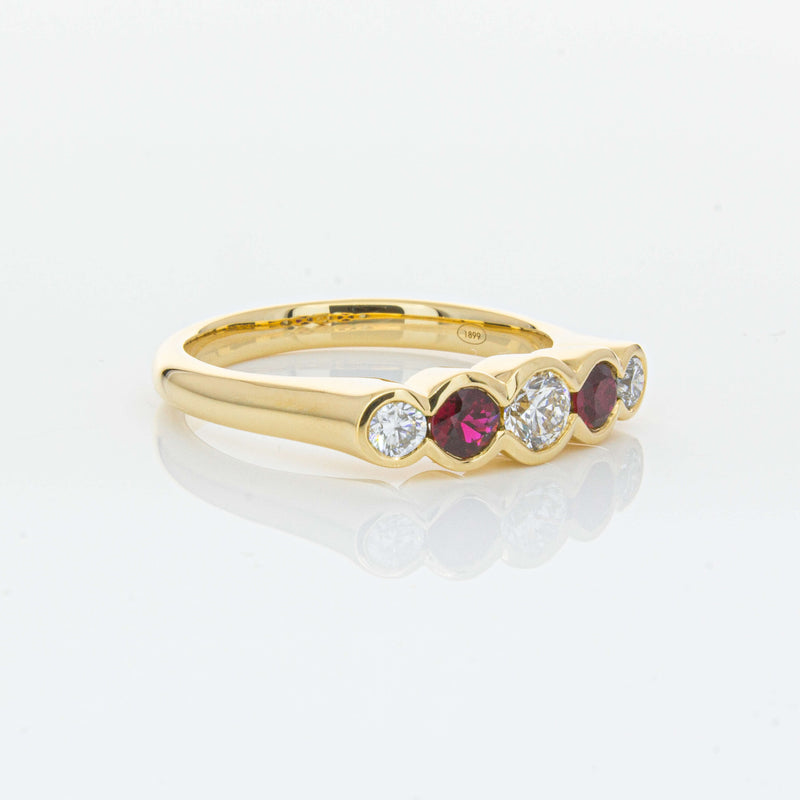 18ct Yellow Gold Ruby & Diamond Five-Stone Natalia Ring-Ring-Walker & Hall
