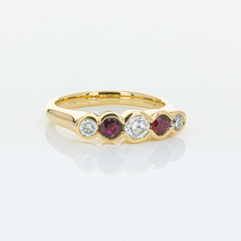18ct Yellow Gold Ruby & Diamond Five-Stone Natalia Ring-Ring-Walker & Hall