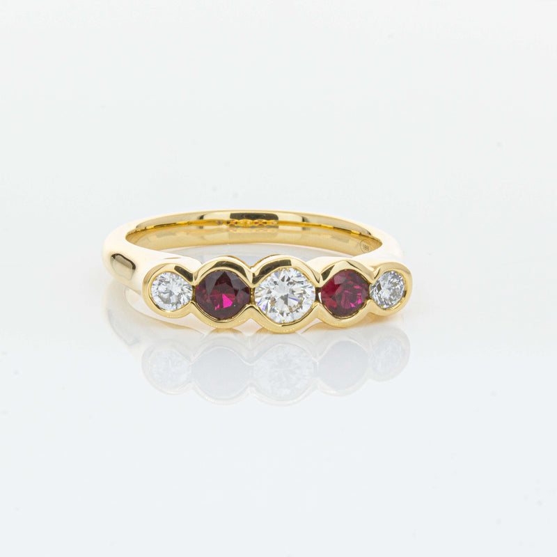 18ct Yellow Gold Ruby & Diamond Five-Stone Natalia Ring-Ring-Walker & Hall