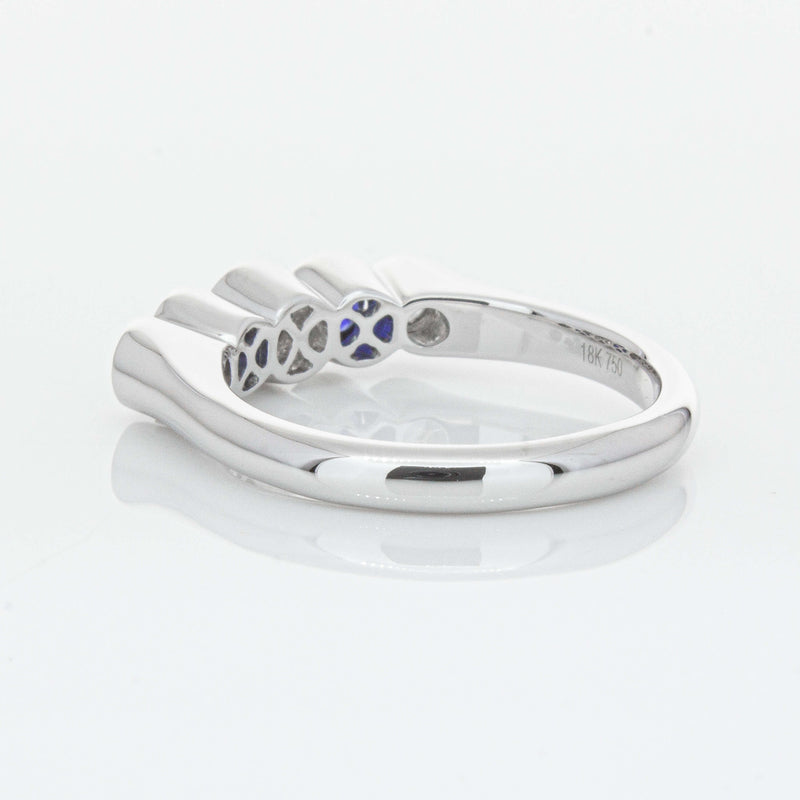18ct White Gold Sapphire & Diamond Five-Stone Natalia Ring-Ring-Walker & Hall